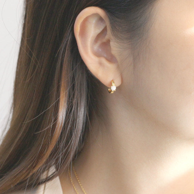 Opal Moon Huggie Stud Earrings