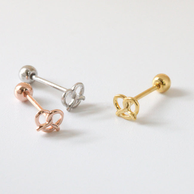 Tiny Pretzel Screw Back Earring