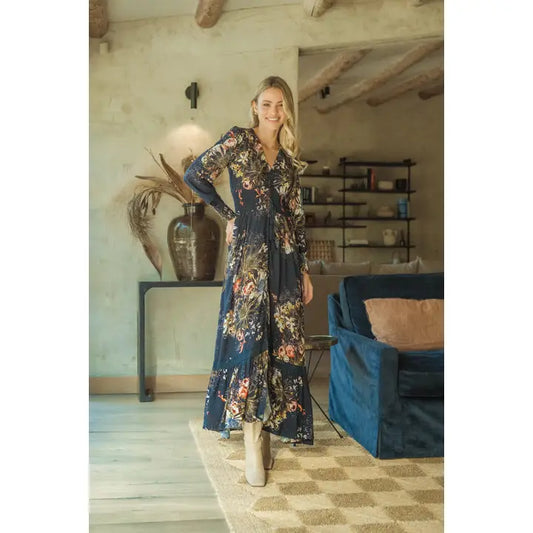 Flowerbomb Print Sabrina Maxi Dress
