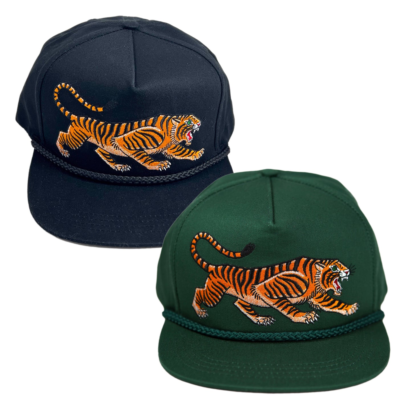Unisex Tattoo-Style Tiger Cap in Spruce Green
