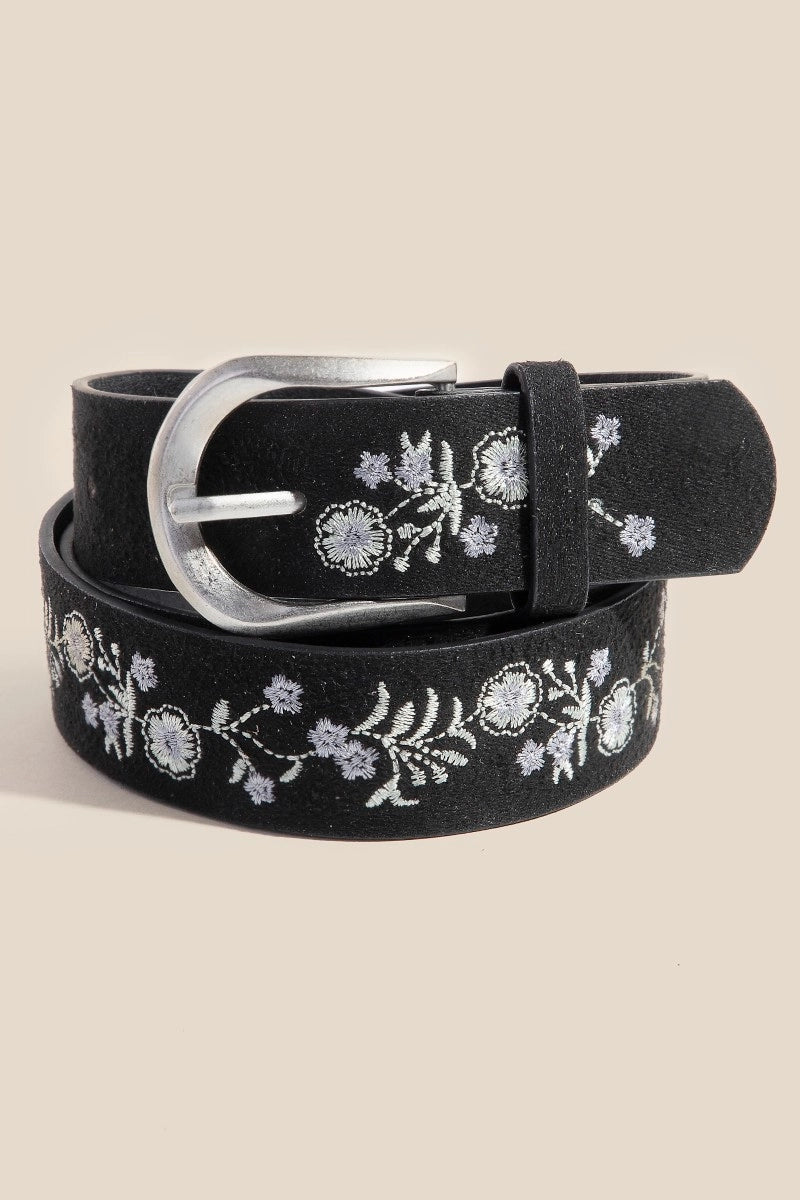 Soft Floral Embroidered Belt