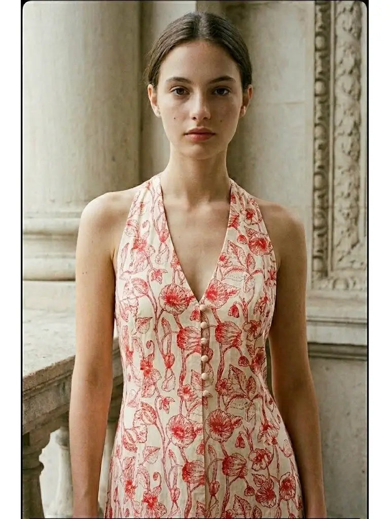 Long Printed Cotton Dress