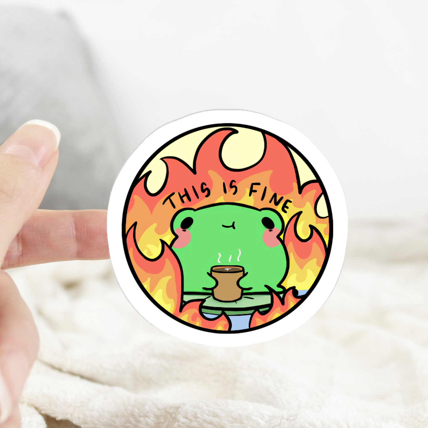 Frog This Is Fine Meme Sticker