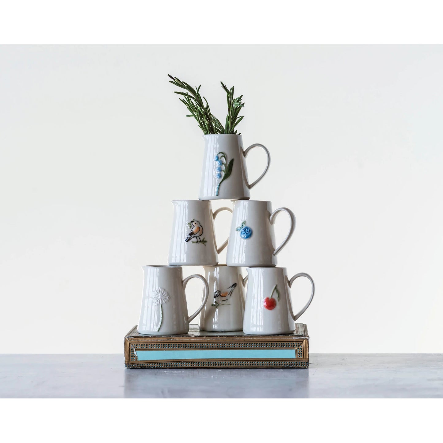 Hand-Painted Embossed Creamer, 6 Styles