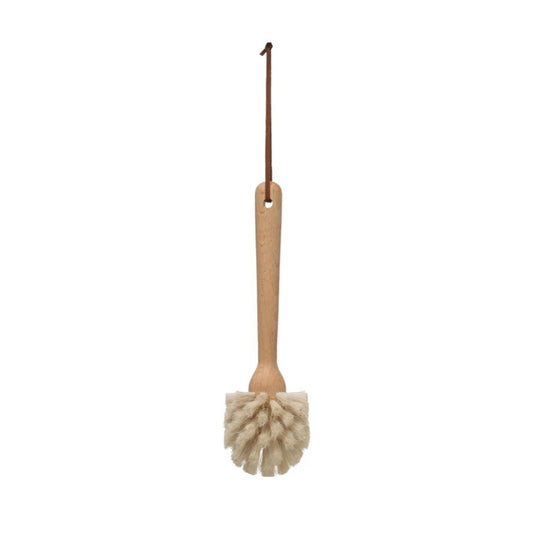 Beechwood Dish Brush with Leather Strap