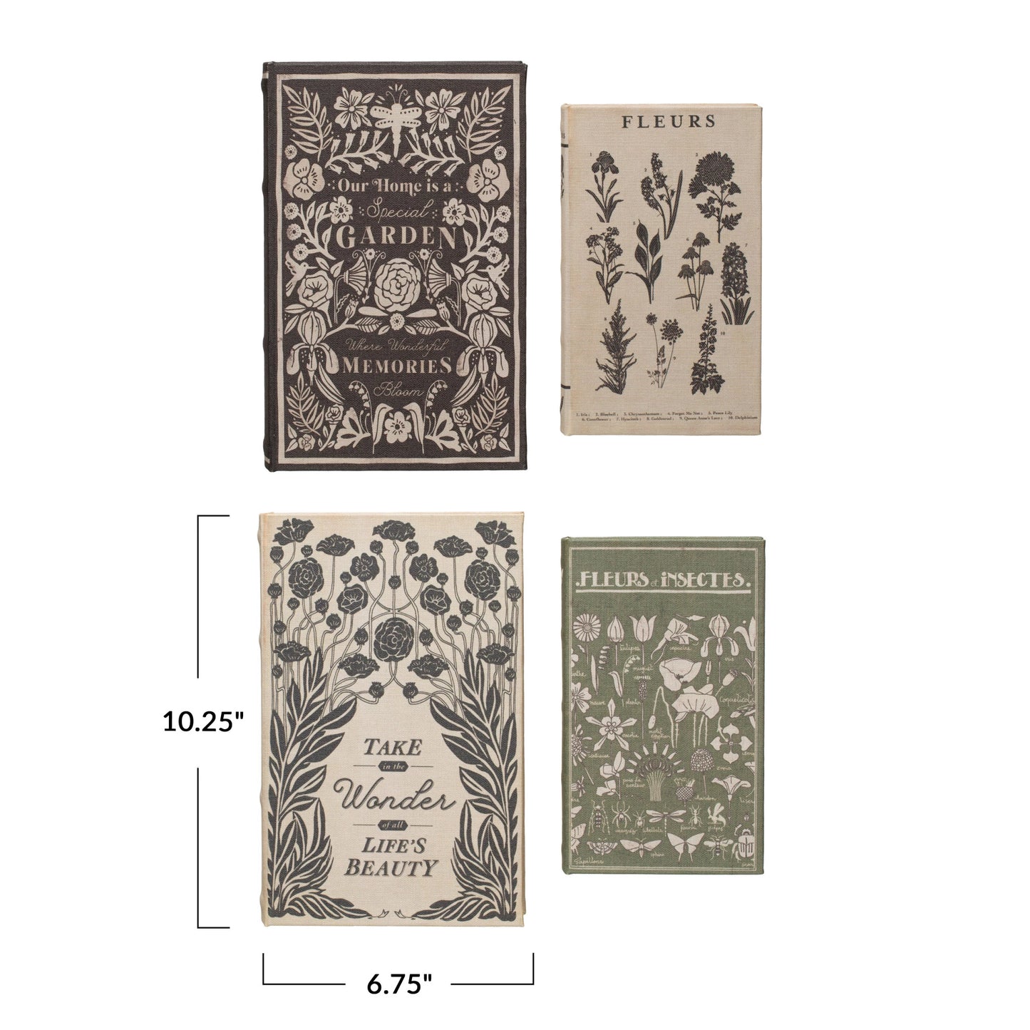 Book Storage Boxes with Garden Studies Prints