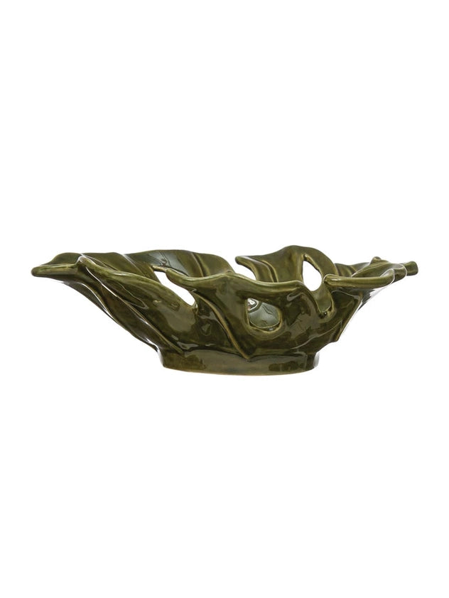 Glazed Stoneware Leaf Shaped Bowl