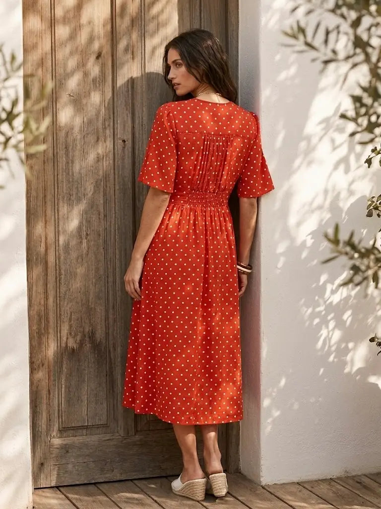 Suzzie Cotton Polka-Dot Dress