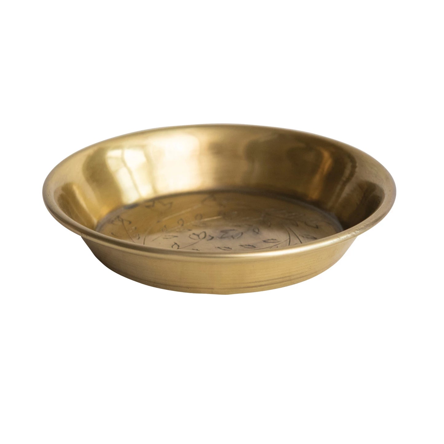 Metal Dish with Etched Floral Design