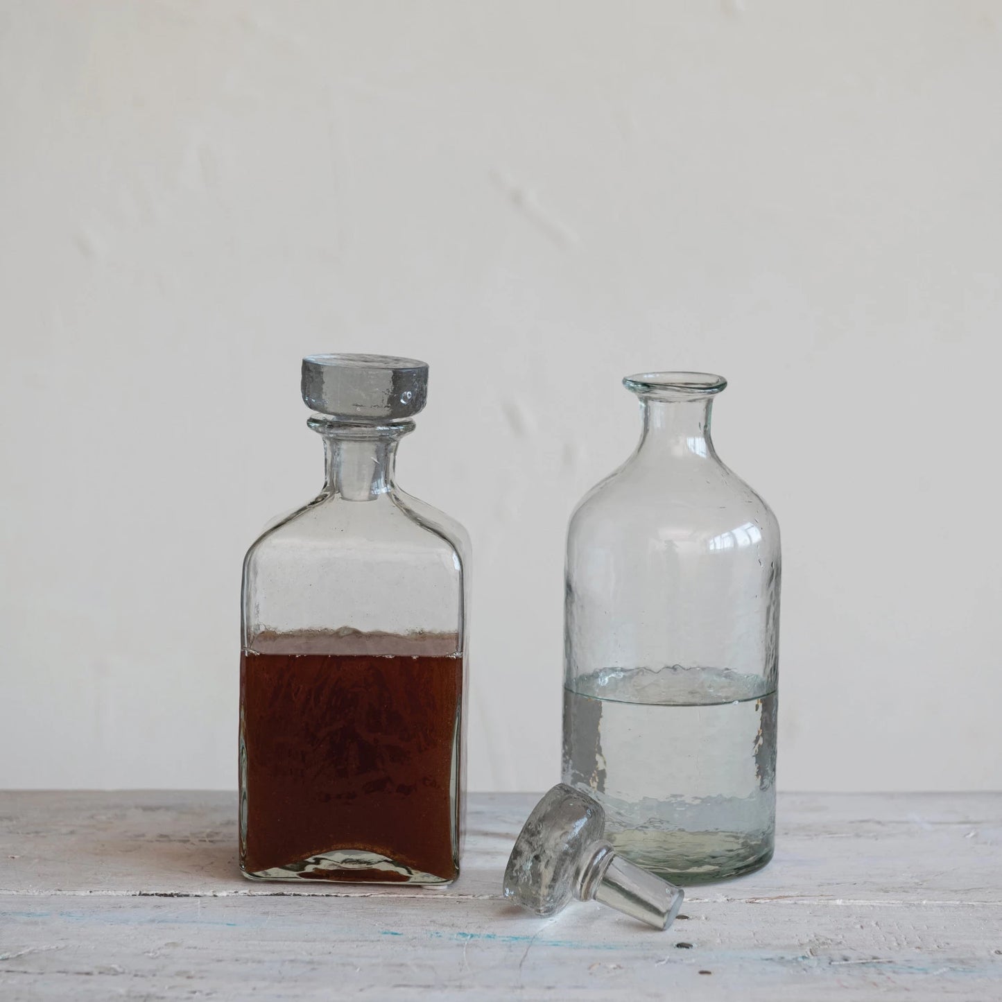 Hammered Glass Square Decanter