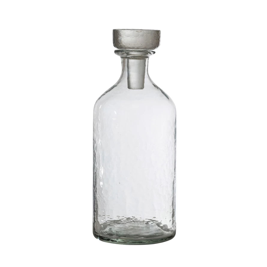 Hammered Glass Round Decanter