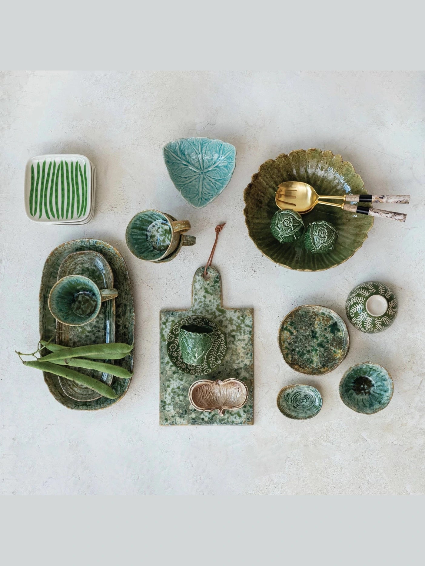 Square Hand-Painted Ceramic Plate | Vegetables