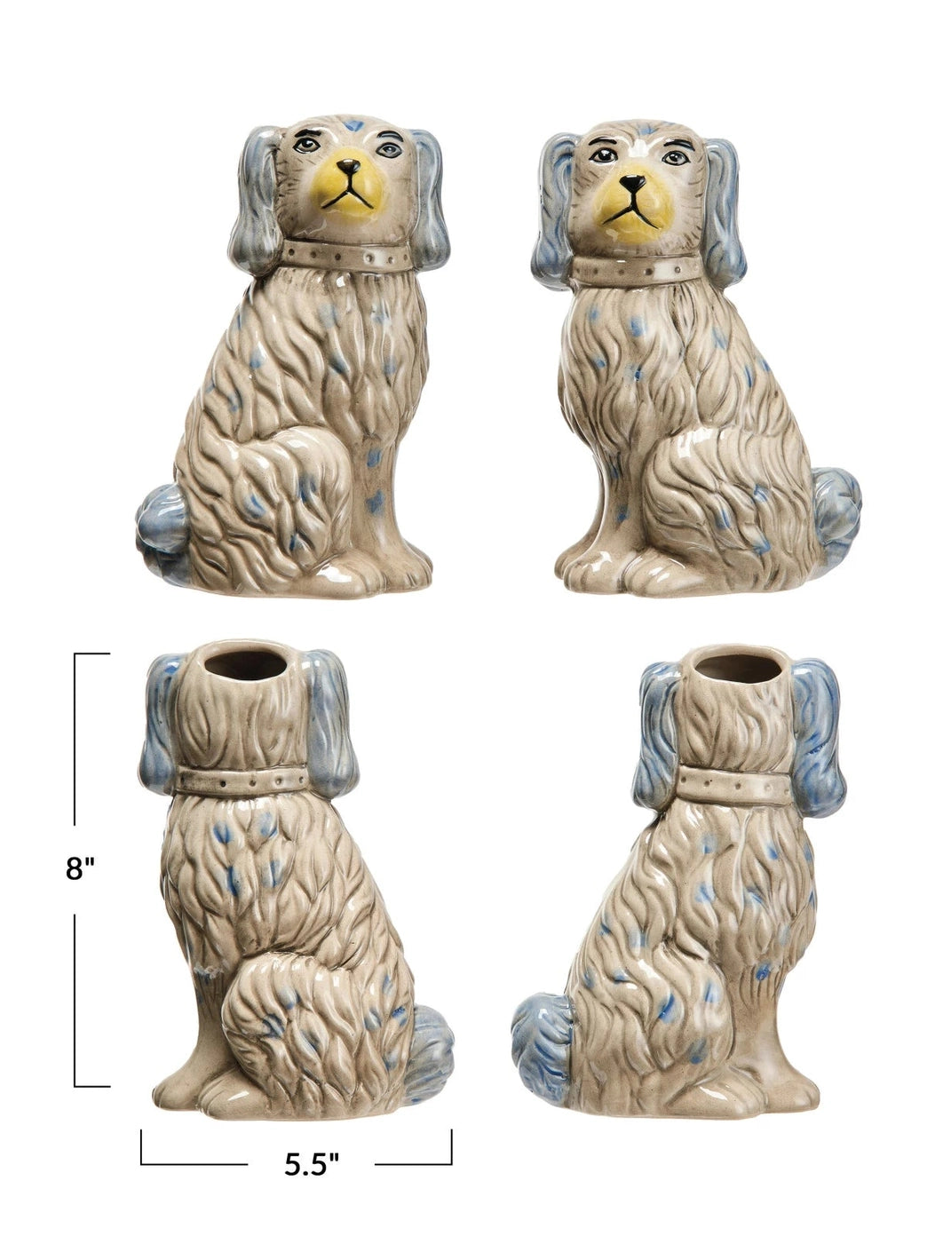 Hand Painted Vintage Dog Vase | Large