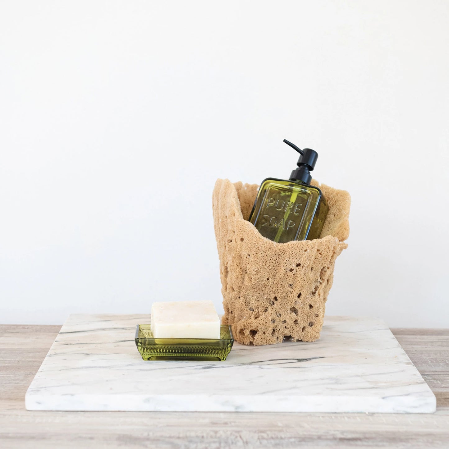 Pressed Glass Soap Dish | Olive