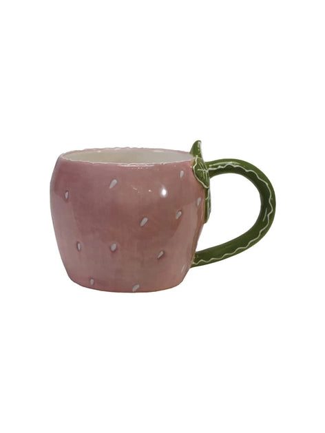 12 oz. Hand-Painted Stoneware Strawberry Shaped Mug