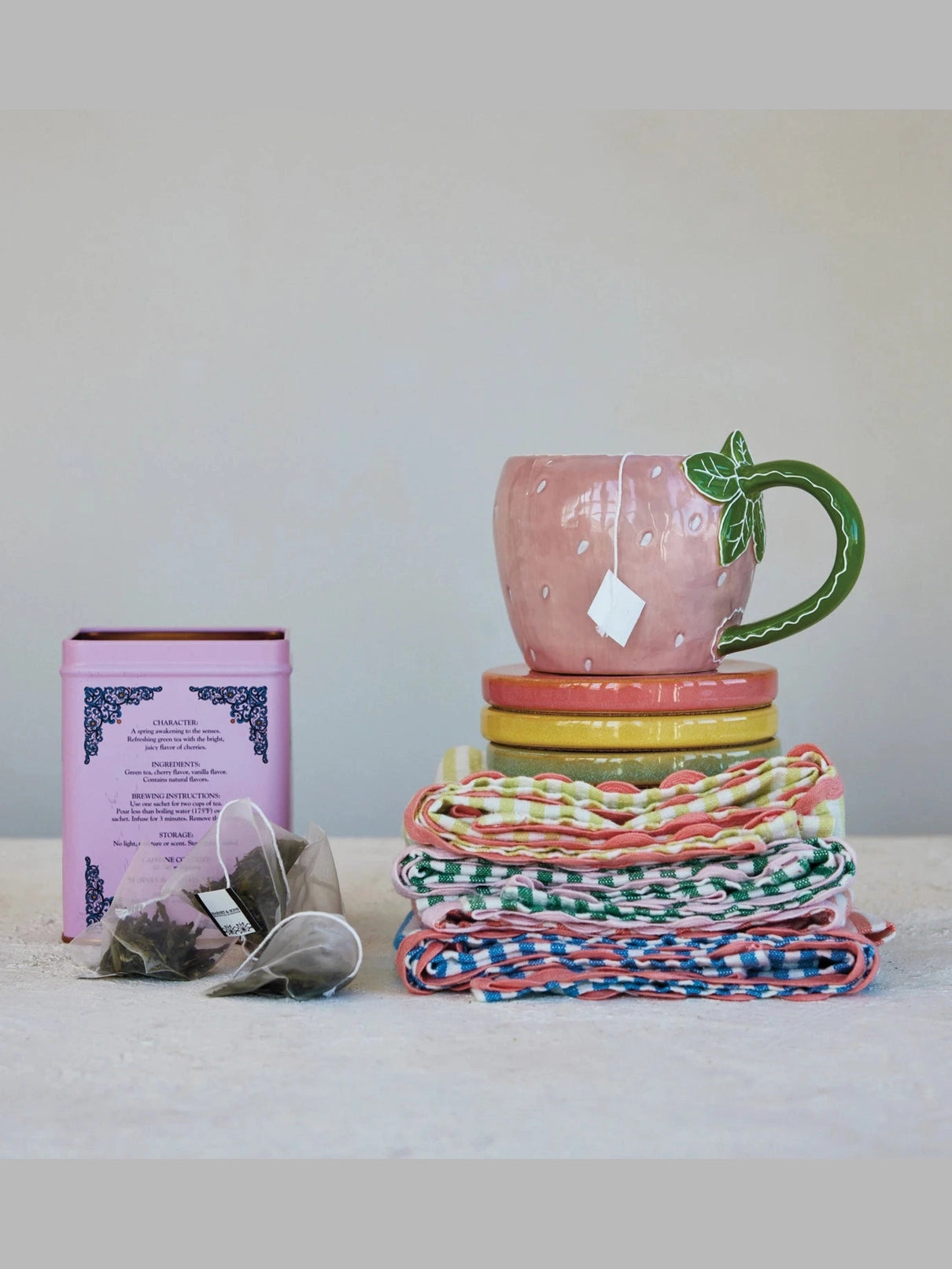 12 oz. Hand-Painted Stoneware Strawberry Shaped Mug