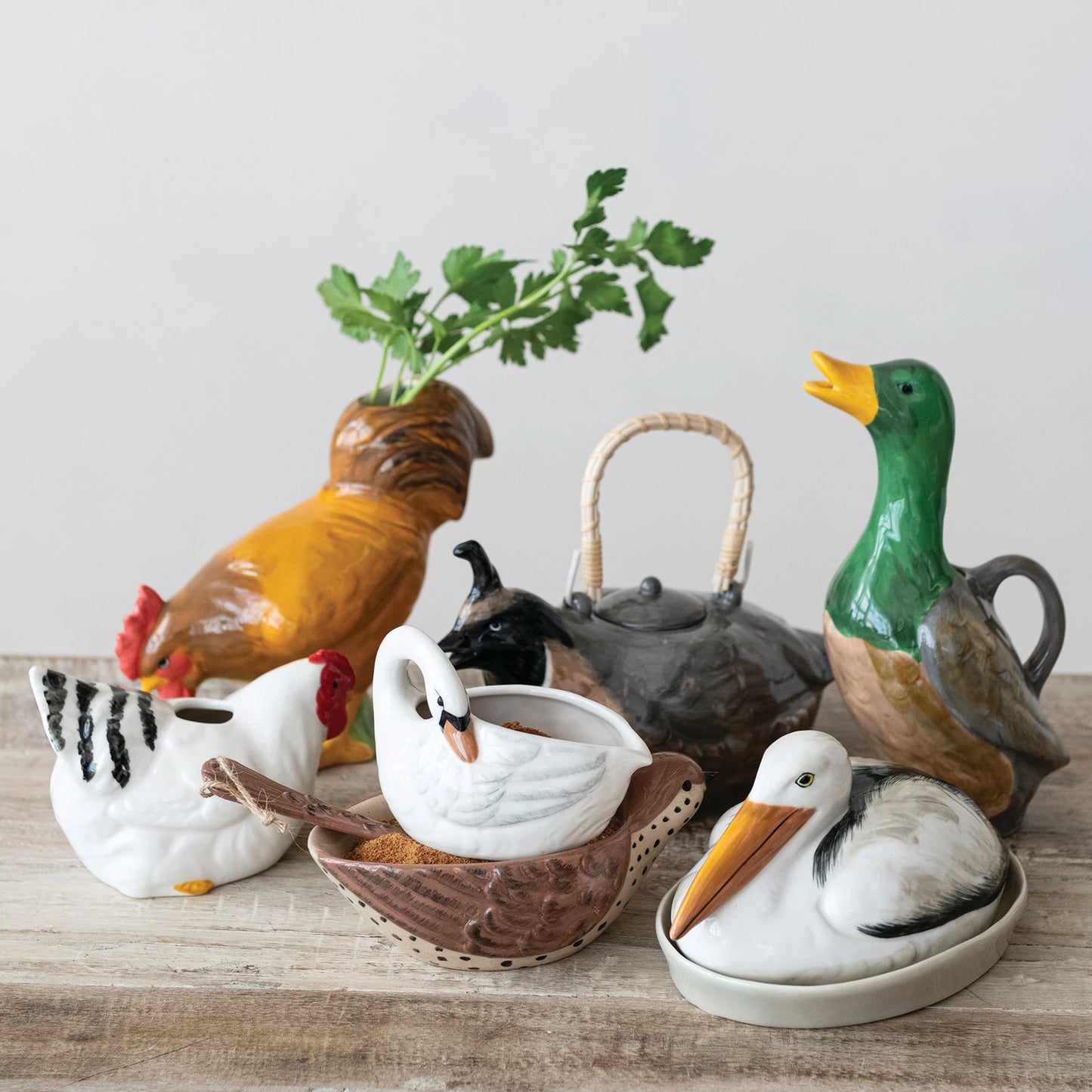 Hand-Painted Stoneware Rooster