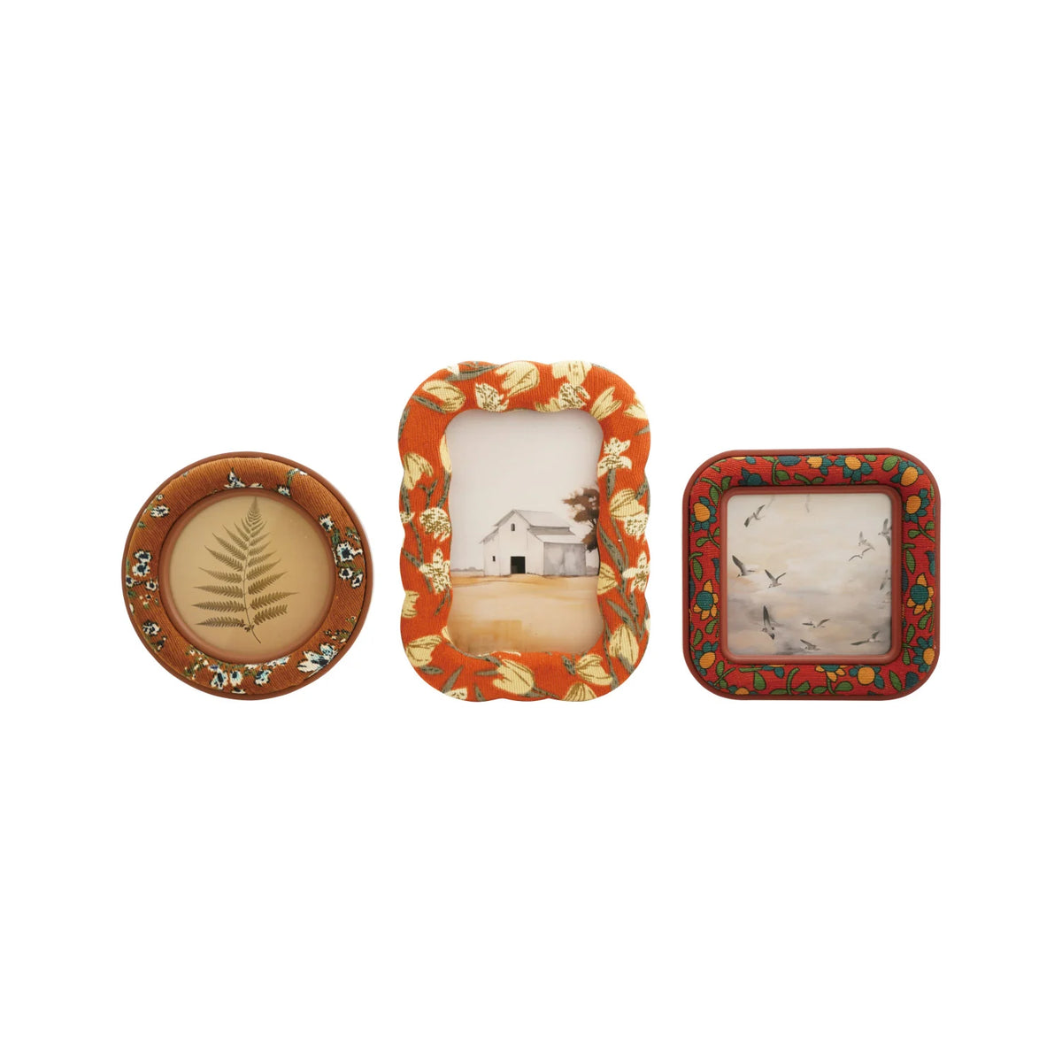 Embroidered Photo Frame with Floral Pattern, 3 Styles (4"x4" or 4"x6" Photo)