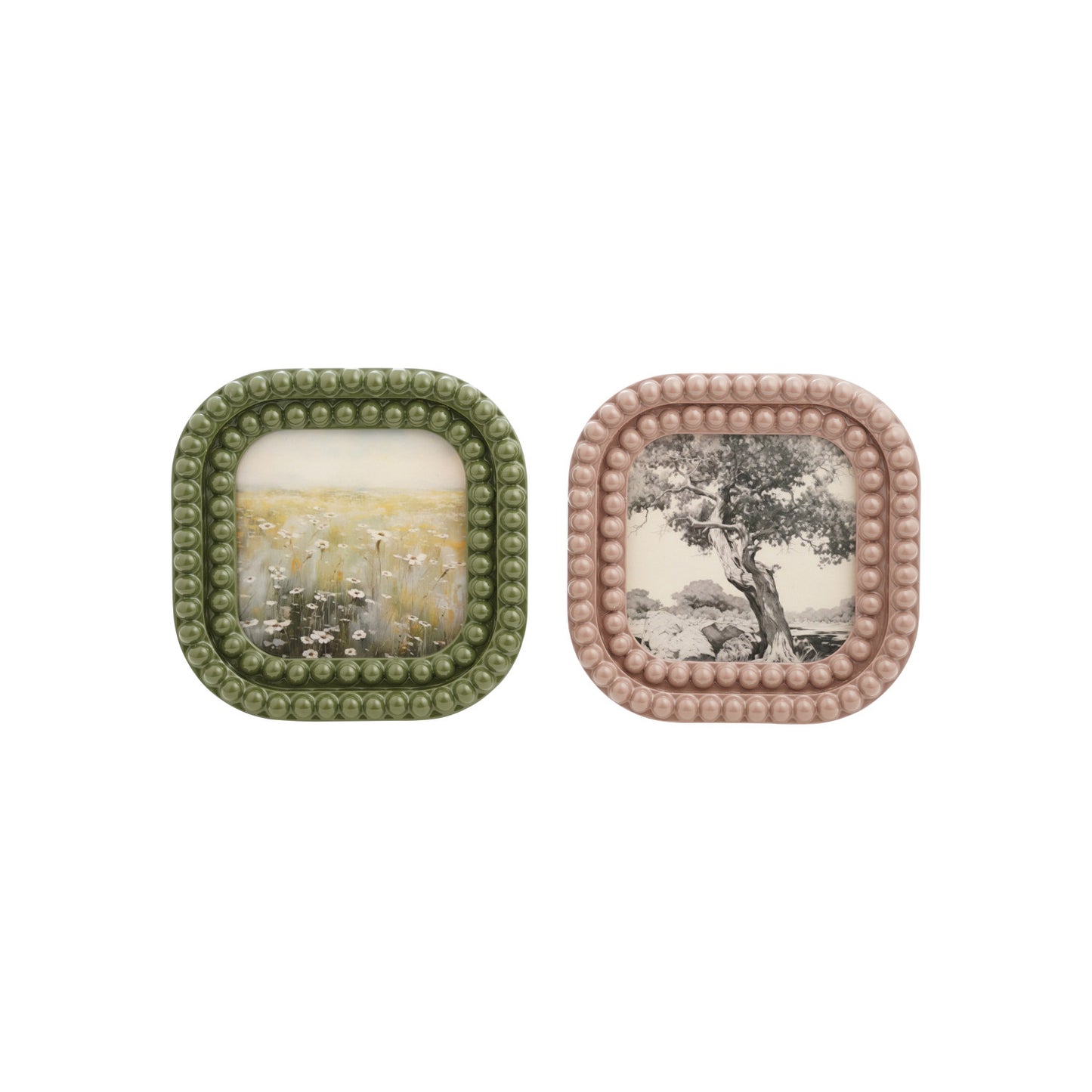 Resin Bobbin Photo Frame, 2 Colors (Holds 4" x 4" Photo) Pink&Green