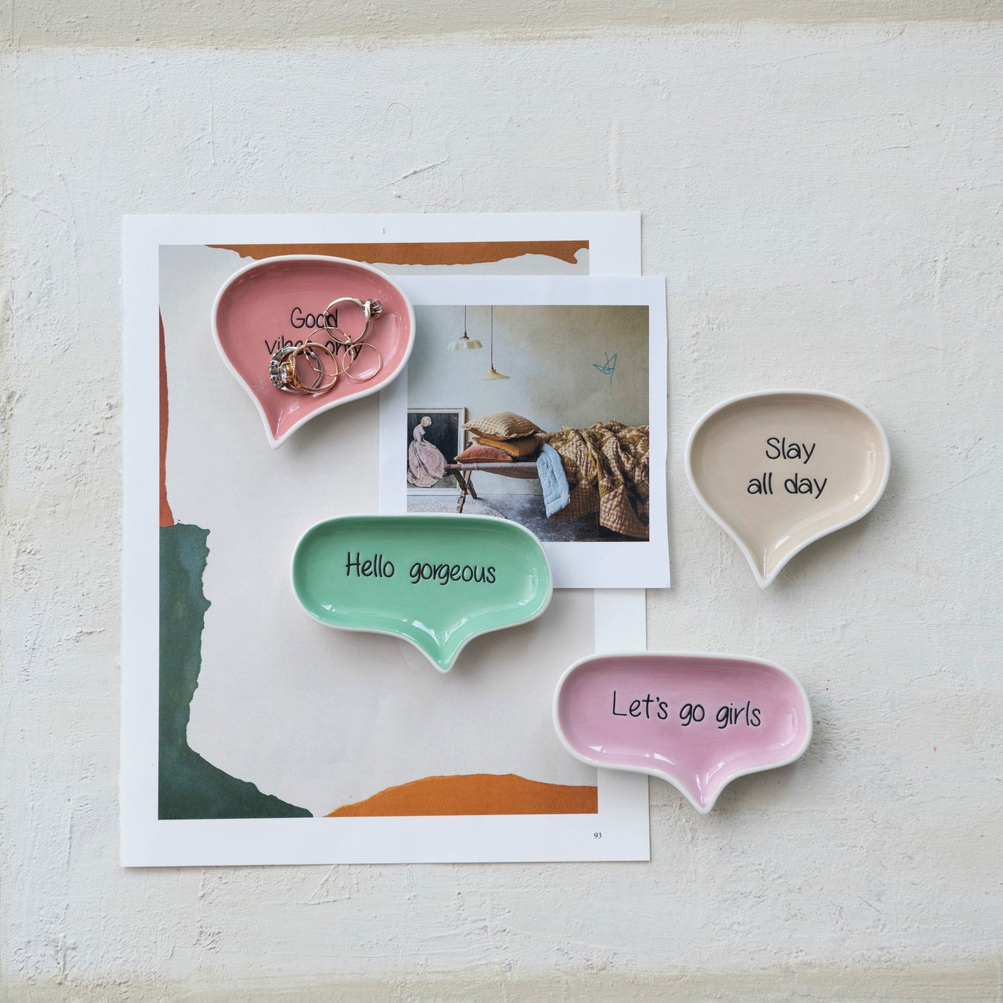 Stoneware Speech Balloon Shaped Dish with Words - 4 Styles