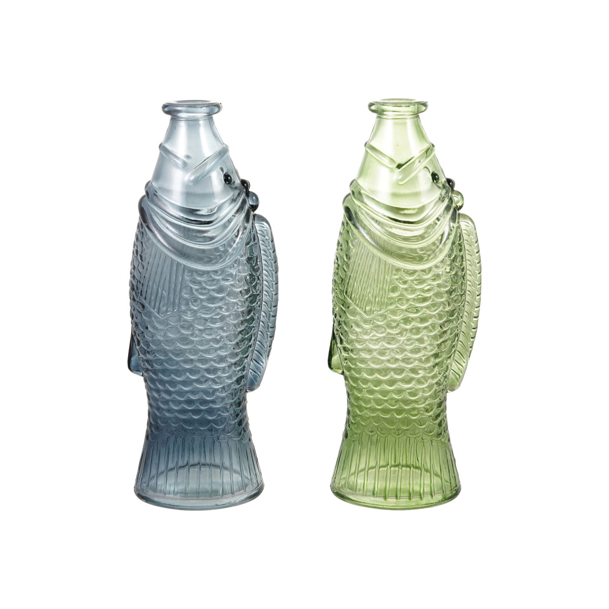 8 oz. Glass Fish Shaped Bottle, Blue & Green
