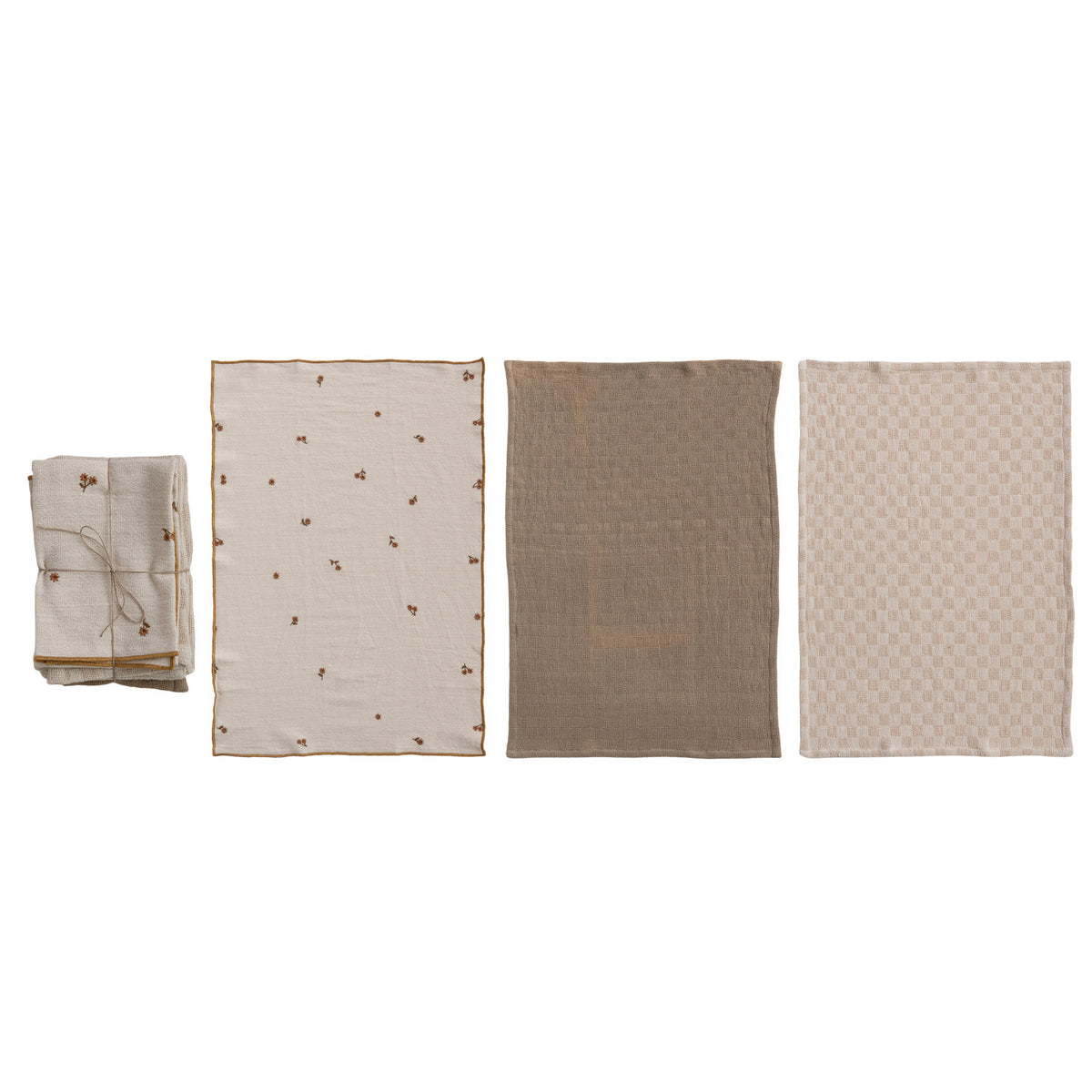 Cotton Tea Towels with Waffle Weave - Set of 3