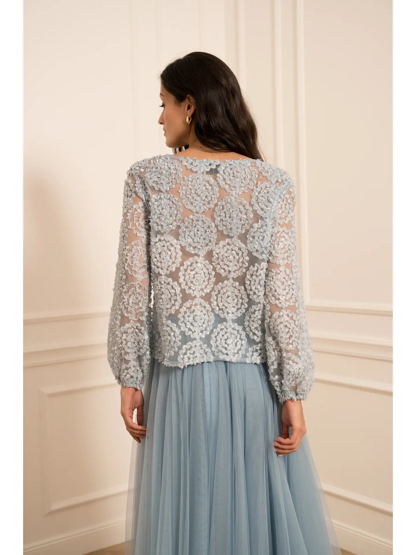 Aria Long Tulle Skirt - Ciel