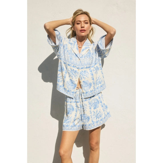 Seascape Relaxed Shirt and Shorts Set