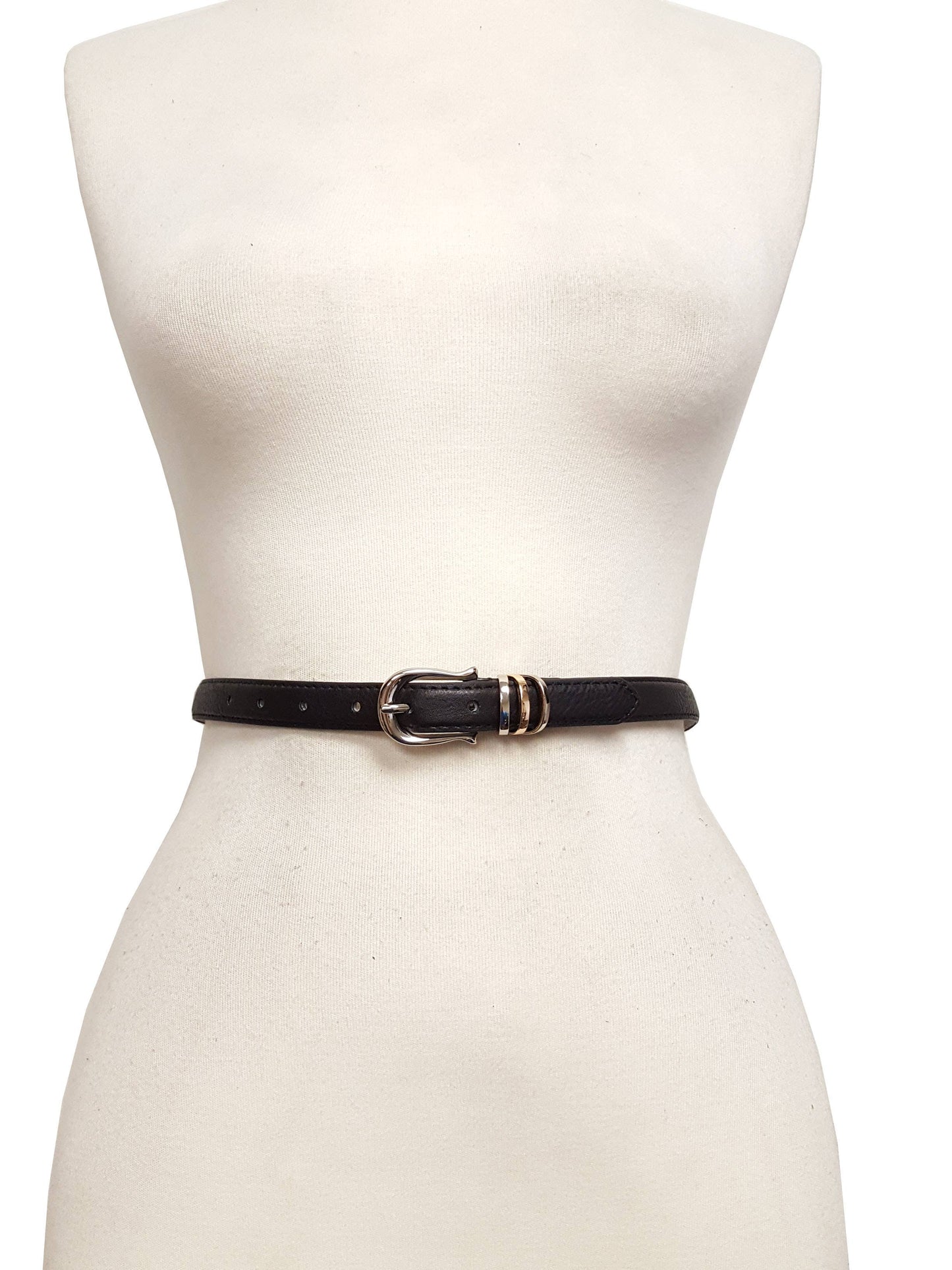 Classic Skinny Silver Buckle Belt