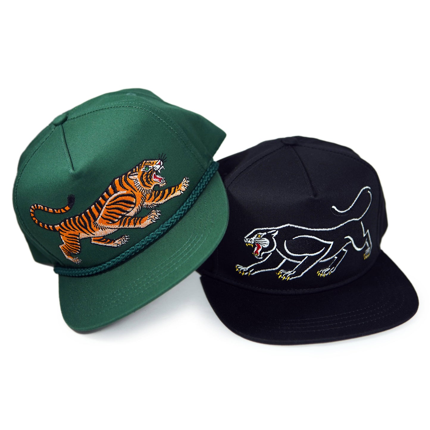 Unisex Tattoo-Style Tiger Cap in Spruce Green