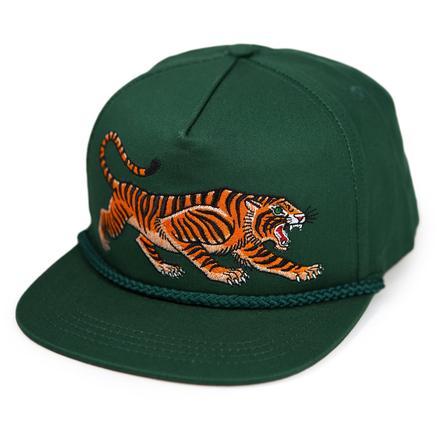 Unisex Tattoo-Style Tiger Cap in Spruce Green