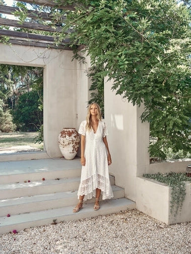 Snow White Lace Angel Maxi Dress
