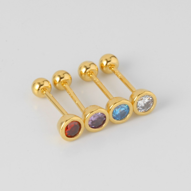 Tiny Birthstone Screw Back Earring