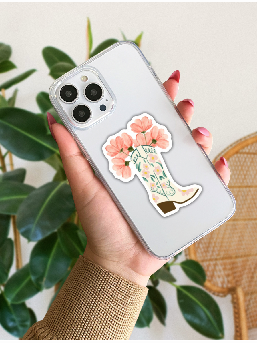 Cowboy Boot Flower Sticker