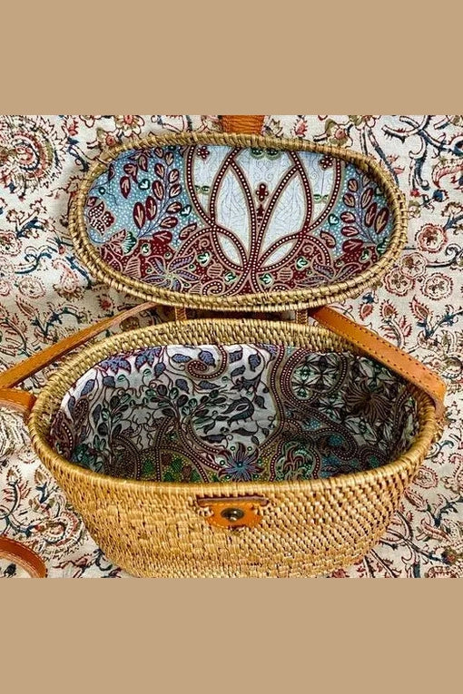 Ata Vine Sewing Basket” Cross Body Bag Curved Top