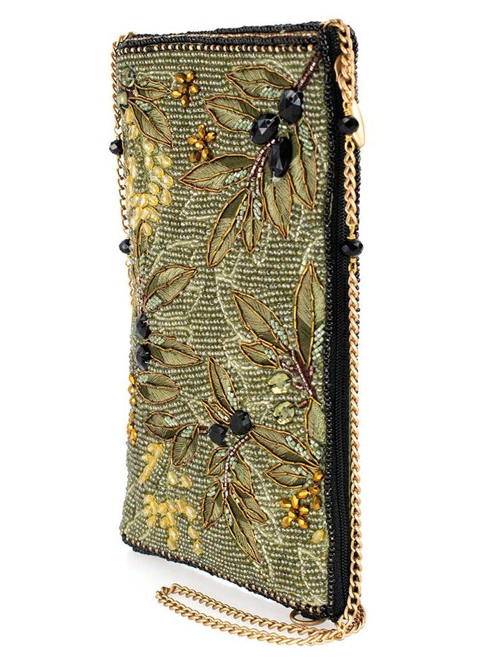 Olive Branch Beaded & Embroidered Crossbody Phone Bag
