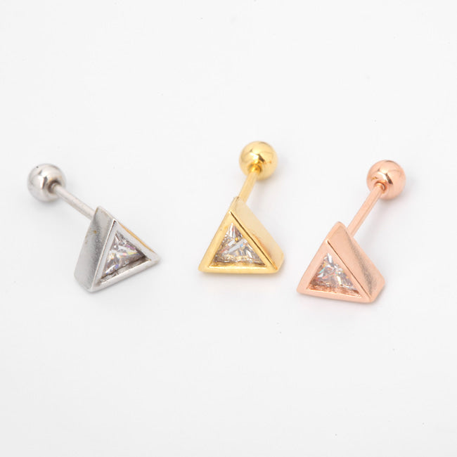 Tiny Crystal Triangle Screw Back Earring
