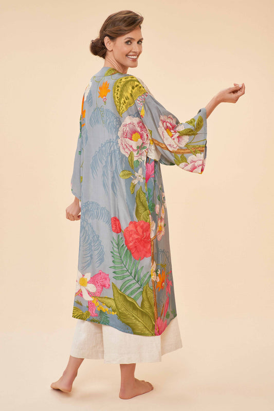 Tropical Flora and Fauna Kimono Gown in Lavender