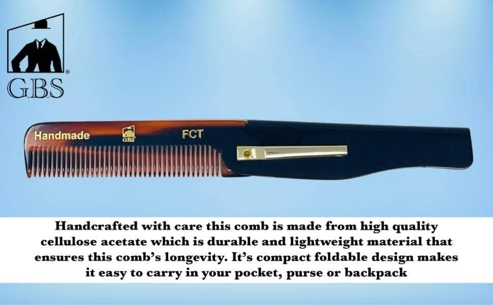 G.B.S FCT Folding Comb Fine Toothed Dressing Comb 6.5"