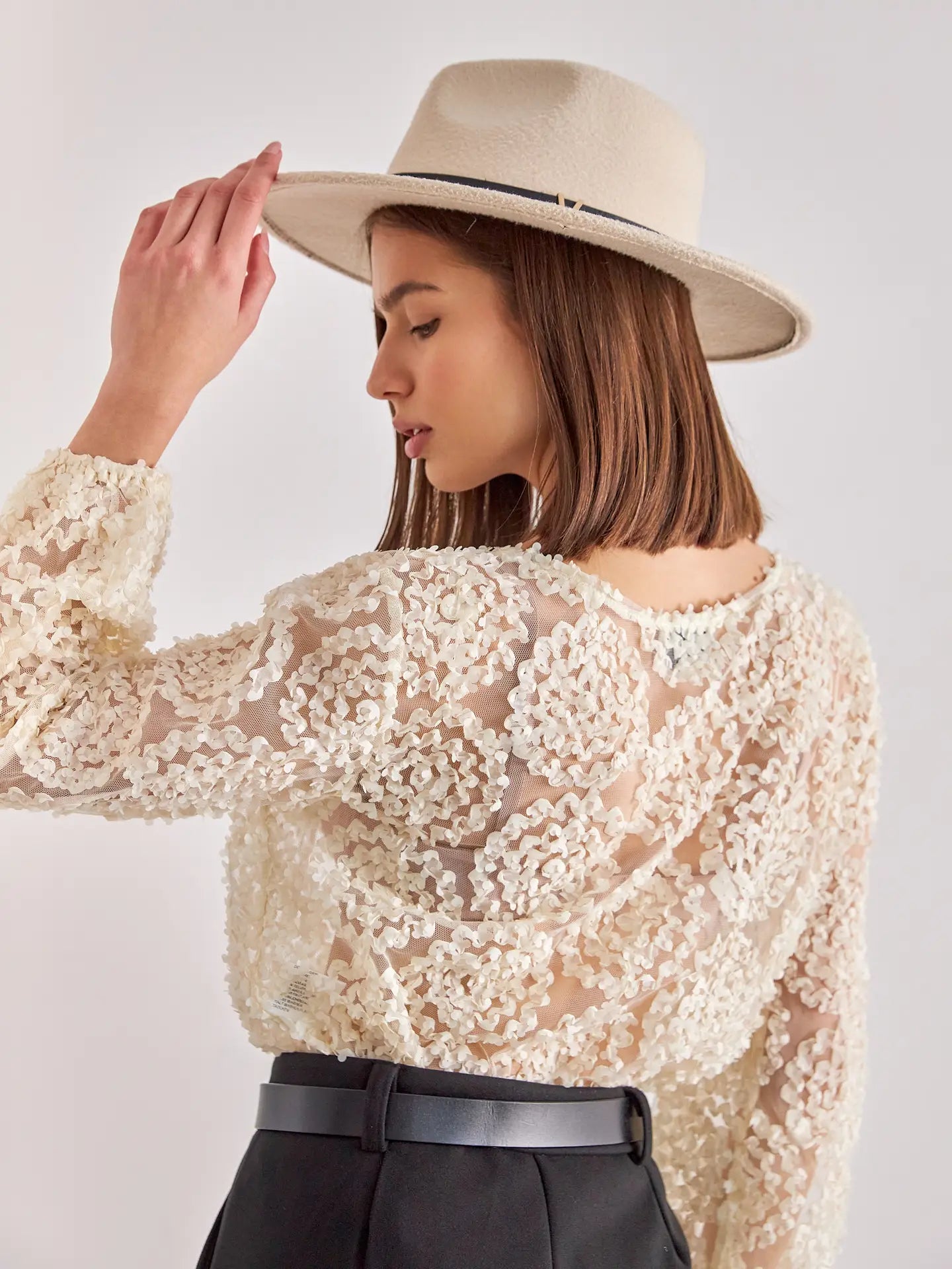 Textured Rosette Blouse - Ecru