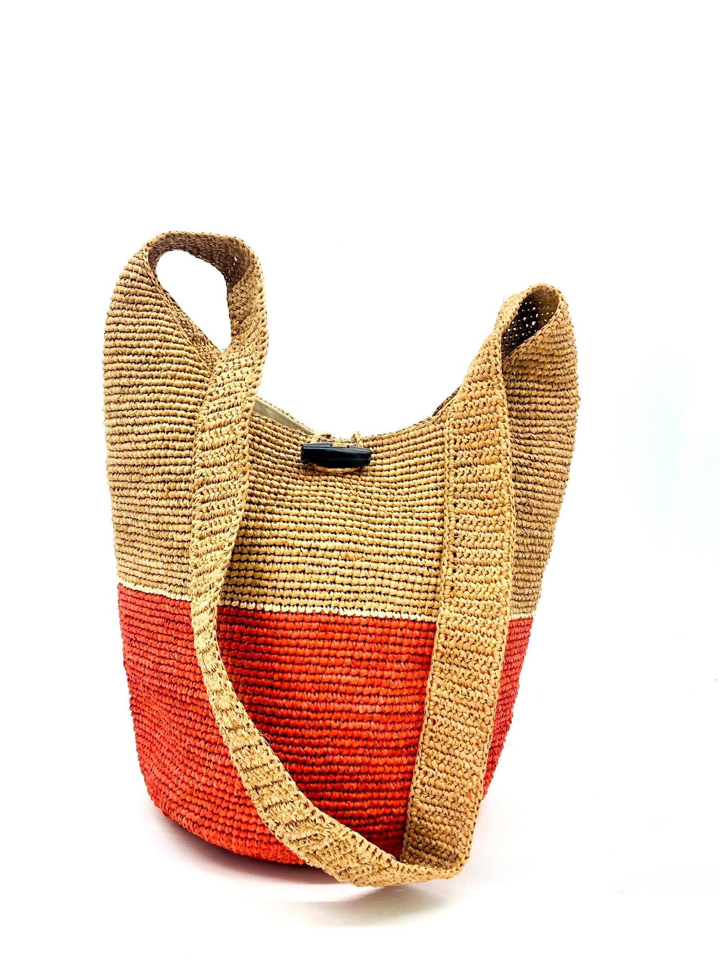 ConCon Two Tone Crochet Straw Crossbody Bag - Packs Flat
