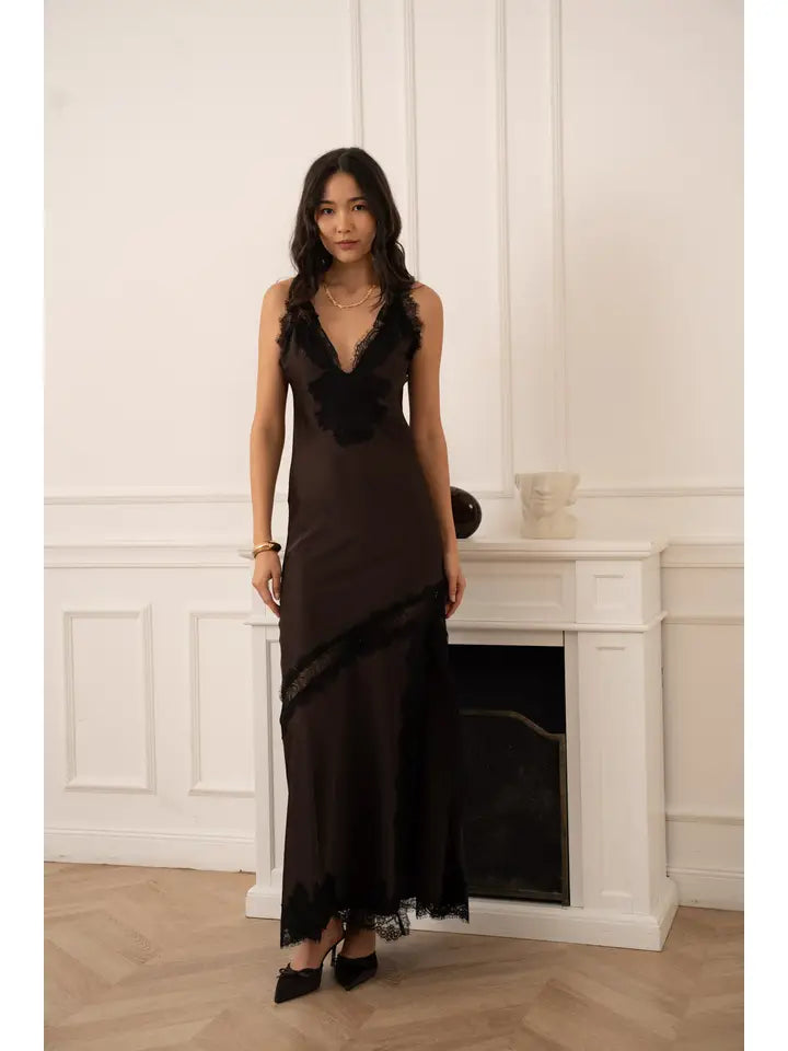 Asymmetrical Satin Lace Dress