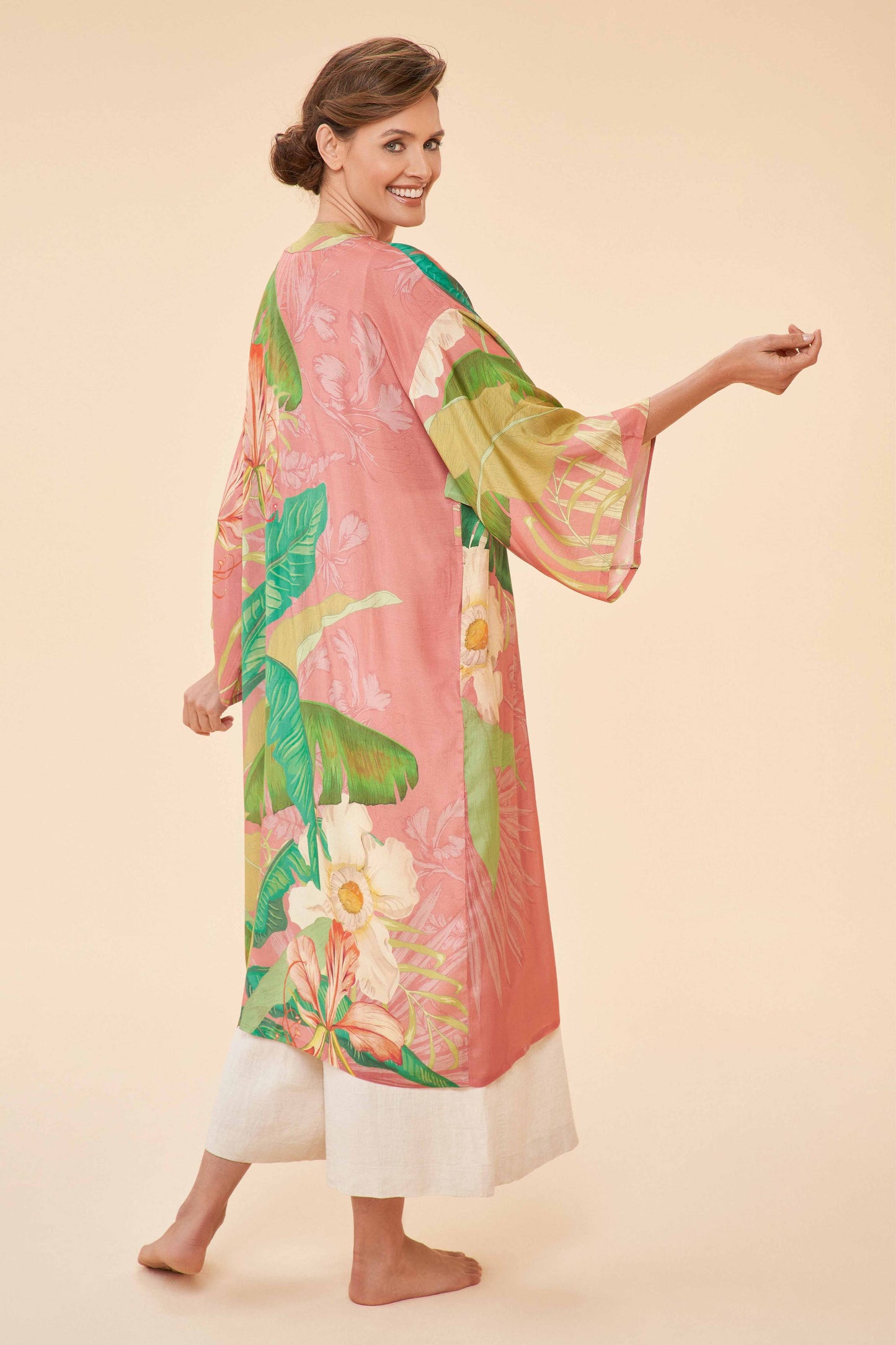 Delicate Tropical Kimono Gown | Candy