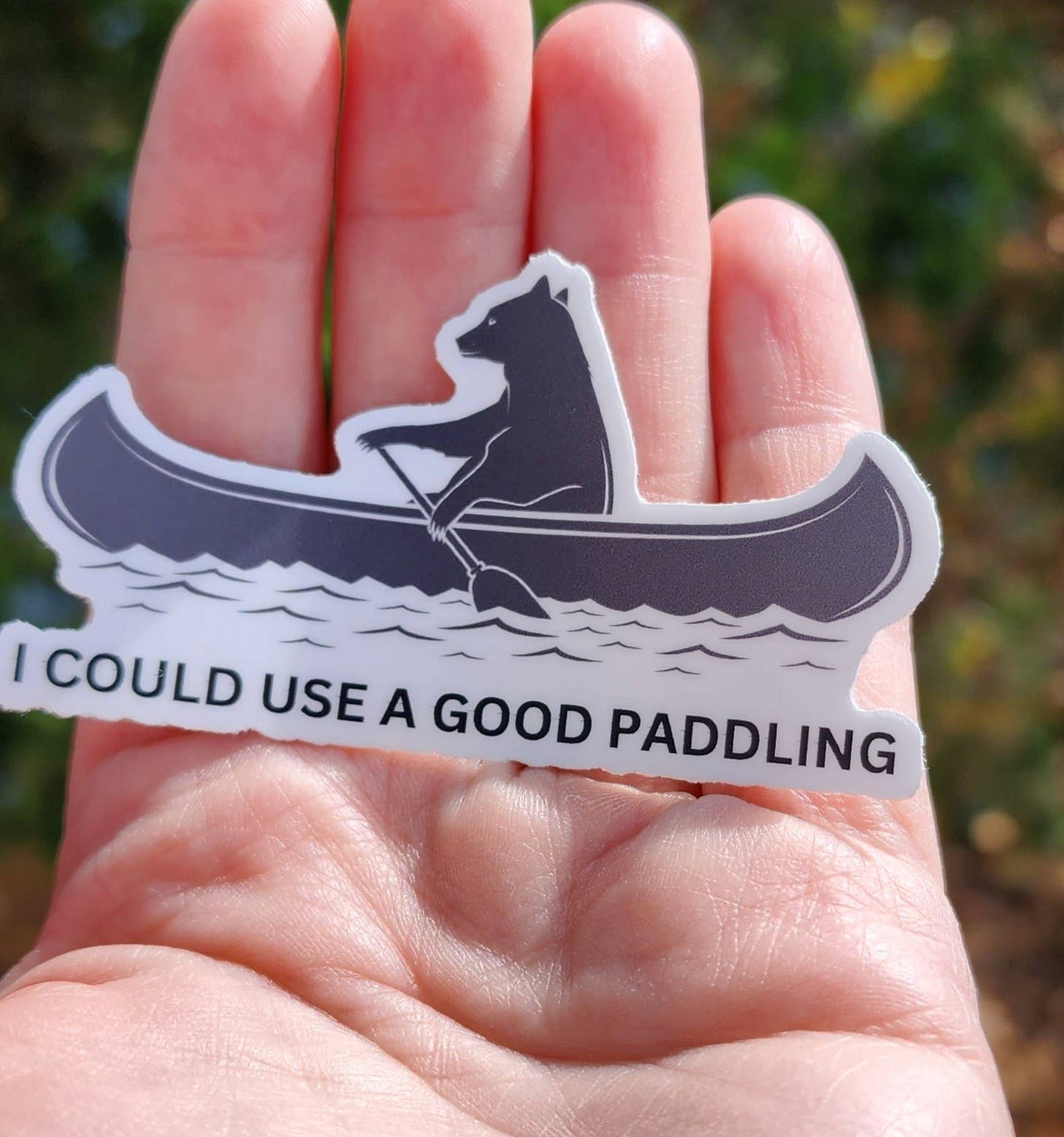 Could Use a Good Paddling Bear Canoeing Sticker