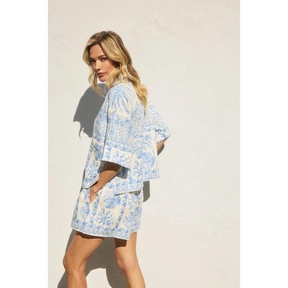 Seascape Relaxed Shirt and Shorts Set