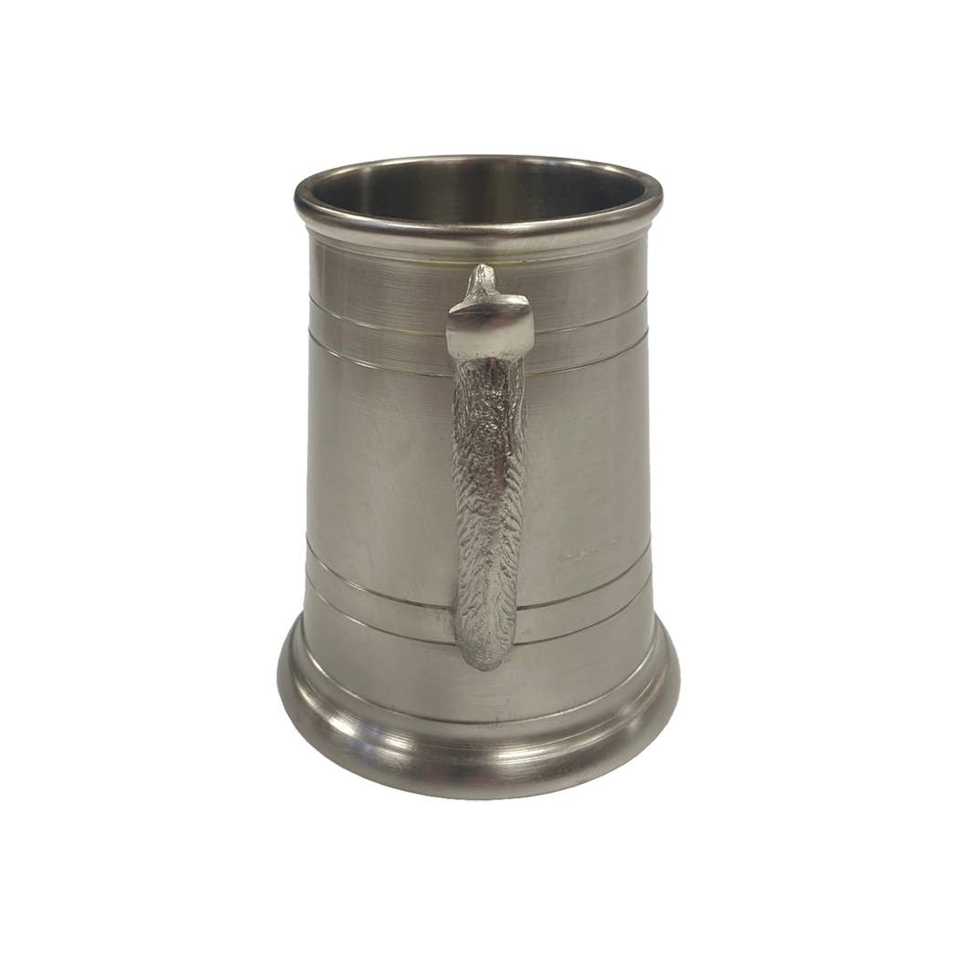 Pewter-Plated Tankard Mug with Fox Handle