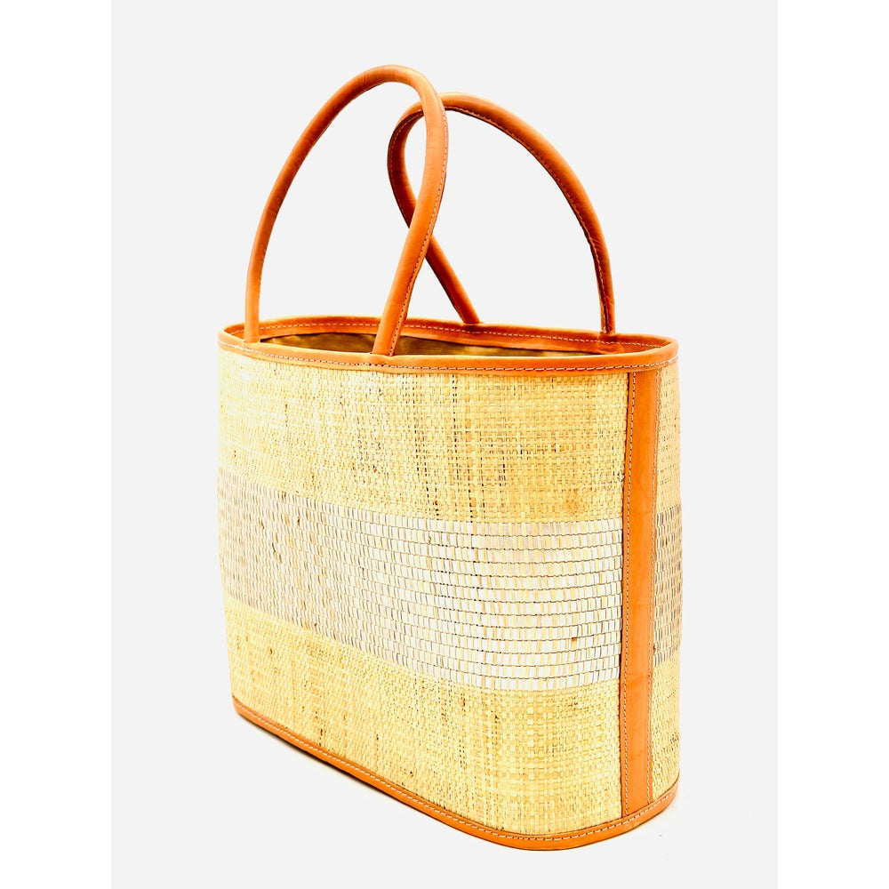 Wynwood Straw Basket Bag Handbag with Metallic Detailing