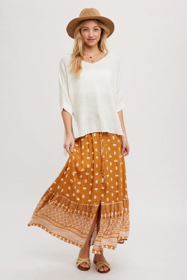 Boho Print Maxi Skirt