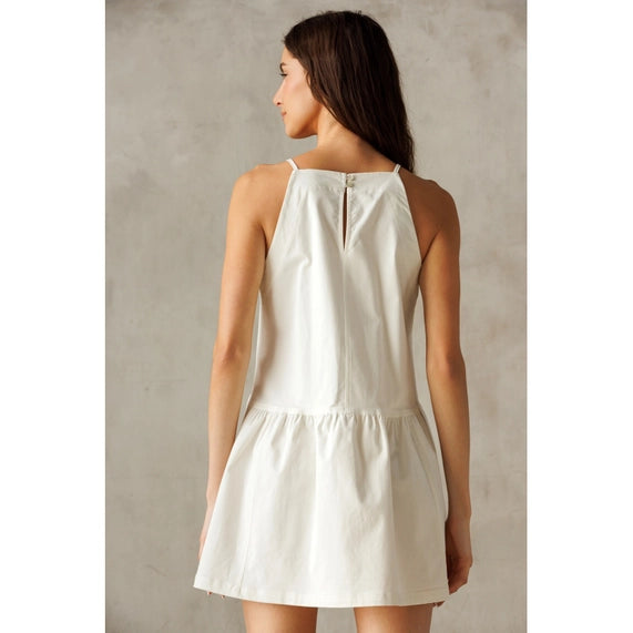 Off White Halter Mini Dress