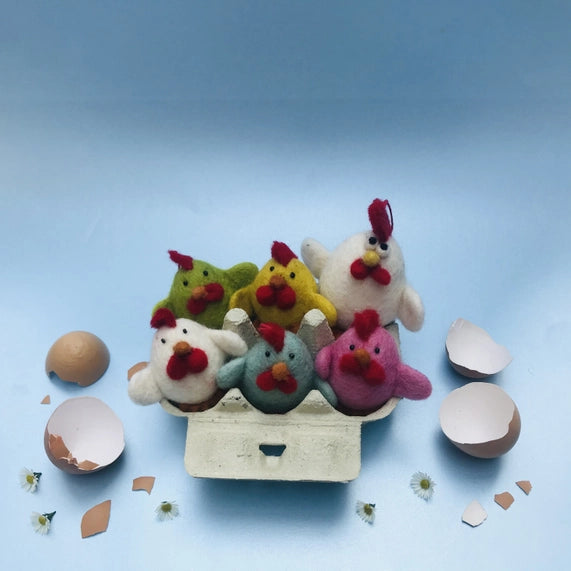 Handmade Felt Chattering Chicks Assorted Hanging Decorations
